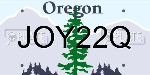 JOY22Q Oregon License Plate