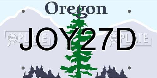 JOY27D Oregon License Plate