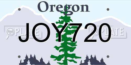JOY720 Oregon License Plate