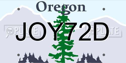 JOY72D Oregon License Plate