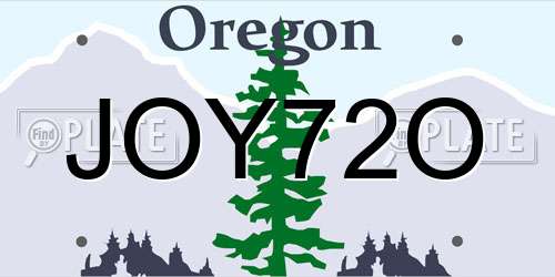 JOY72O Oregon License Plate