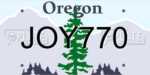 JOY770 Oregon License Plate