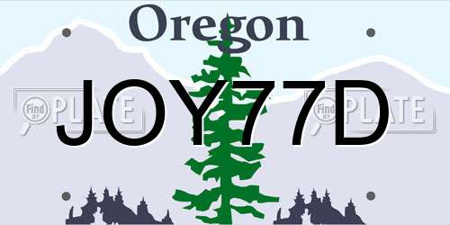 JOY77D Oregon License Plate