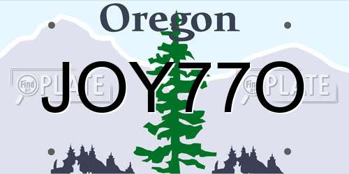 JOY77O Oregon License Plate