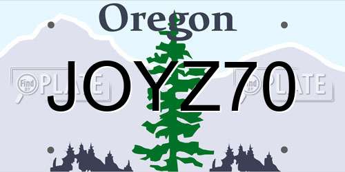 JOYZ70 Oregon License Plate