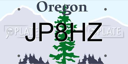 JP8HZ Oregon License Plate