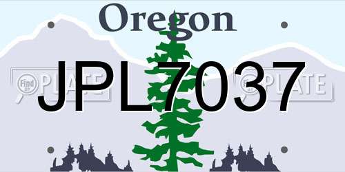 JPL7037 Oregon License Plate