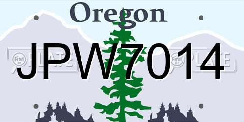JPW7014 Oregon License Plate