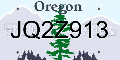 JQ2Z913 Oregon License Plate