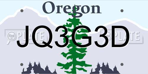 JQ3G3D Oregon License Plate
