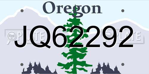 JQ62292 Oregon License Plate