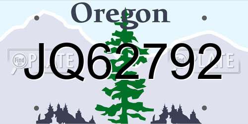 JQ62792 Oregon License Plate