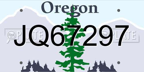 JQ67297 Oregon License Plate