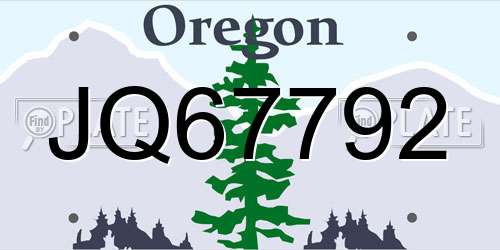 JQ67792 Oregon License Plate