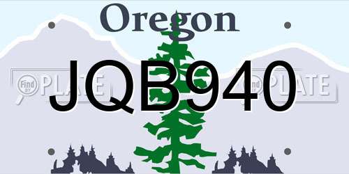 JQB940 Oregon License Plate