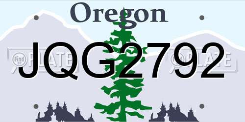 JQG2792 Oregon License Plate