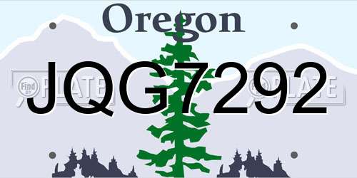 JQG7292 Oregon License Plate