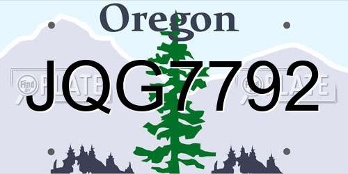 JQG7792 Oregon License Plate