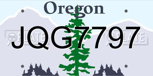 JQG7797 Oregon License Plate