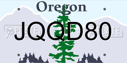 JQQD80 Oregon License Plate