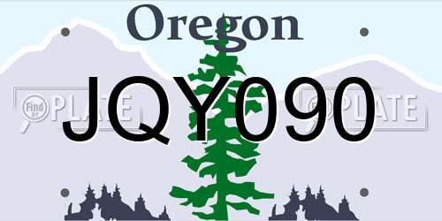 JQY090 Oregon License Plate