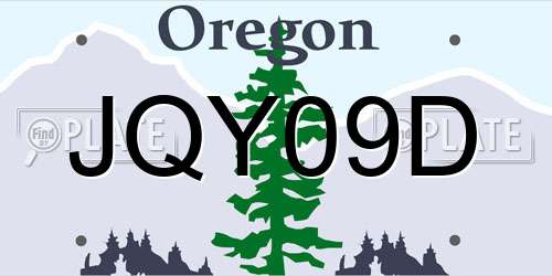 JQY09D Oregon License Plate