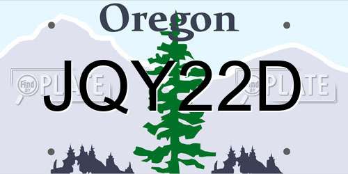 JQY22D Oregon License Plate