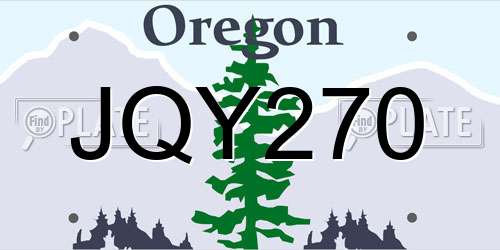 JQY270 Oregon License Plate