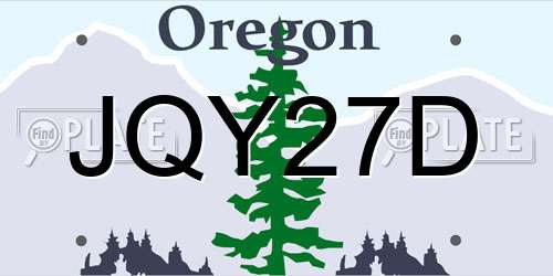 JQY27D Oregon License Plate
