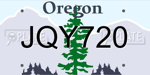 JQY720 Oregon License Plate