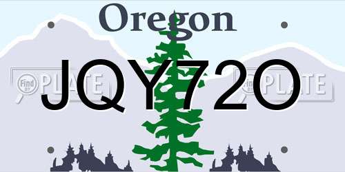 JQY72O Oregon License Plate