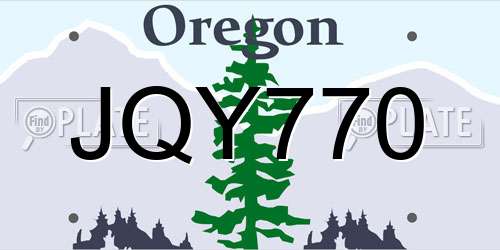 JQY770 Oregon License Plate