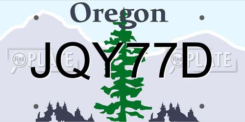 JQY77D Oregon License Plate