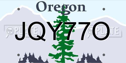 JQY77O Oregon License Plate