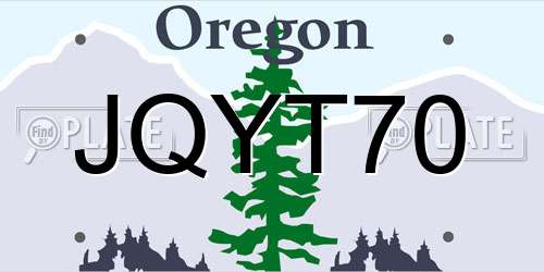 JQYT70 Oregon License Plate