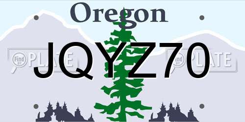 JQYZ70 Oregon License Plate