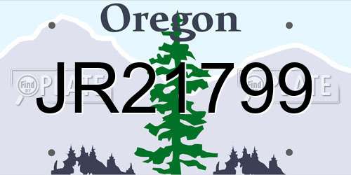 JR21799 Oregon License Plate