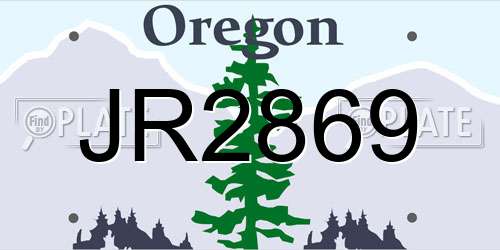 JR2869 Oregon License Plate