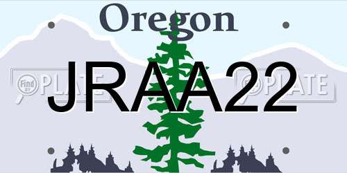 JRAA22 Oregon License Plate