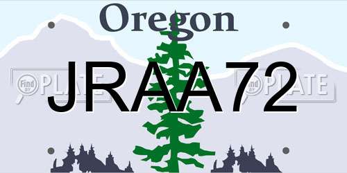 JRAA72 Oregon License Plate
