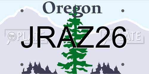 JRAZ26 Oregon License Plate