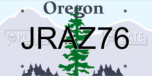 JRAZ76 Oregon License Plate