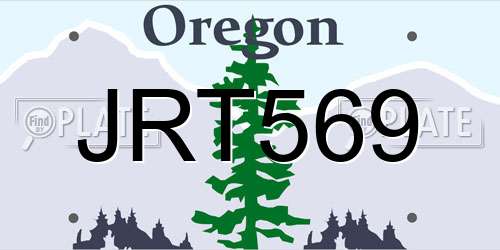 JRT569 Oregon License Plate