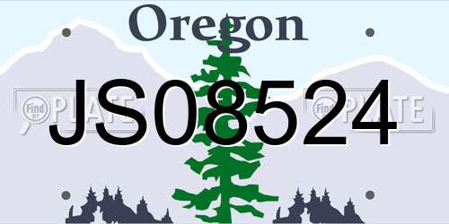 JS08524 Oregon License Plate