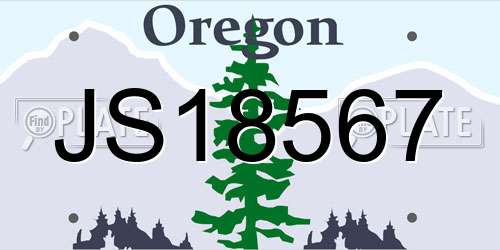 JS18567 Oregon License Plate