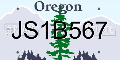 JS1B567 Oregon License Plate