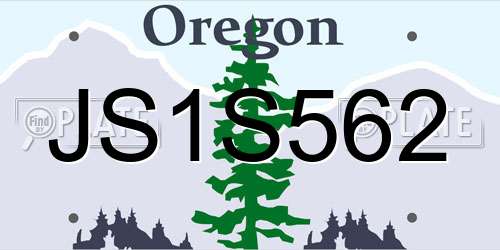 JS1S562 Oregon License Plate