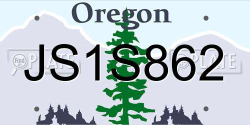 JS1S862 Oregon License Plate
