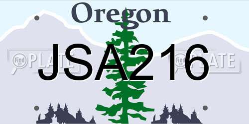 JSA216 Oregon License Plate