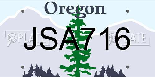 JSA716 Oregon License Plate